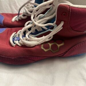 Red and Blue Mens wrestling shoes